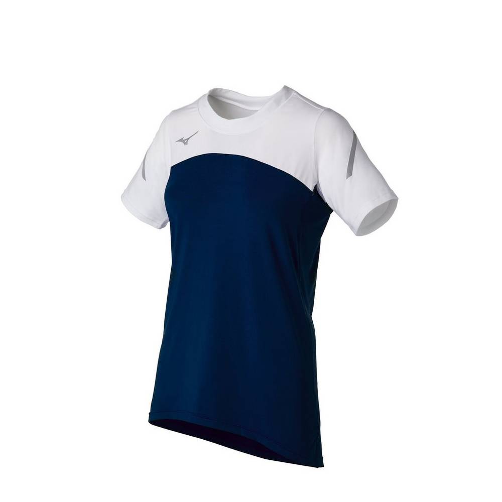 Mizuno Techno VII Short Sleeve Női Mezek Sötétkék/Fehér OPH109843